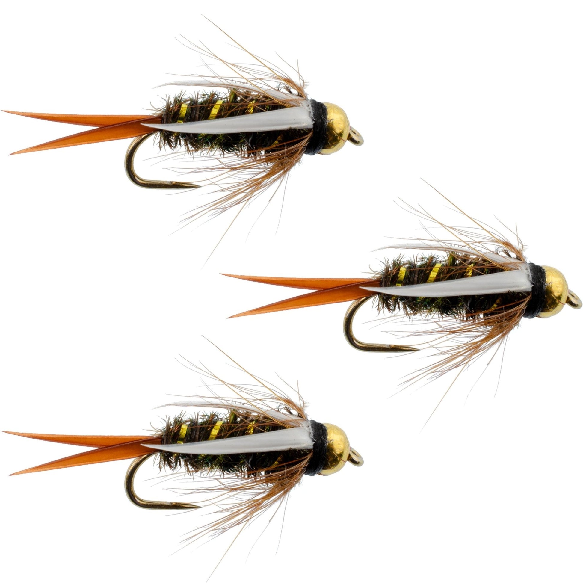 3 Pack Barbless Bead Head Prince Nymph Fly Fishing Flies - Hook Size 16 - Hazy Fly Fishing