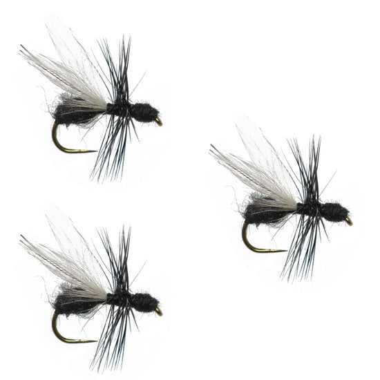 3 Pack Barbless Black Fur Flying Ant Terrestrial Trout Dry Fly Fishing Flies - Hook Size 14 - Hazy Fly Fishing