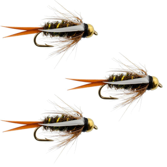 3 Pack Bead Head Prince Nymph Fly Fishing Flies - Hook Size 14 - Hazy Fly Fishing