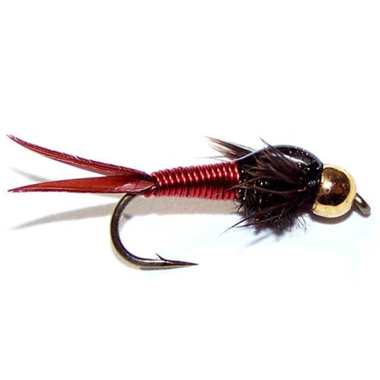 3 Pack Bead Head Red Copper John Nymph Fly Fishing Flies - Hook Size 12 - Hazy Fly Fishing