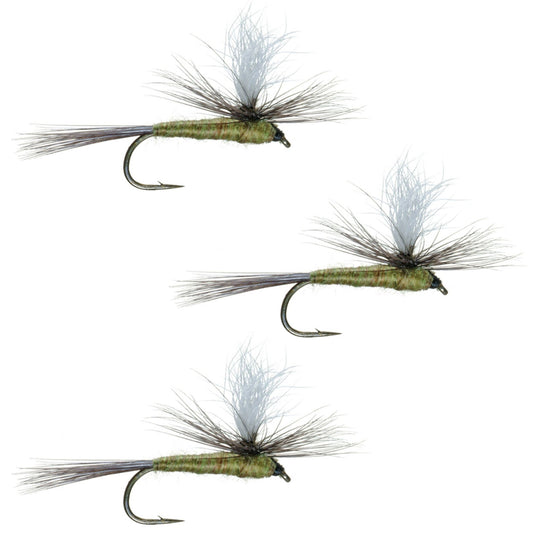 3 Pack Blue Wing Olive BWO Parachute Dry Fly - Hook Size 14 - Hazy Fly Fishing