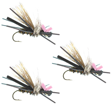 3 Pack Gypsy King Hopper Foam Body Grasshopper Fly - Hook Size 10 - Hazy Fly Fishing