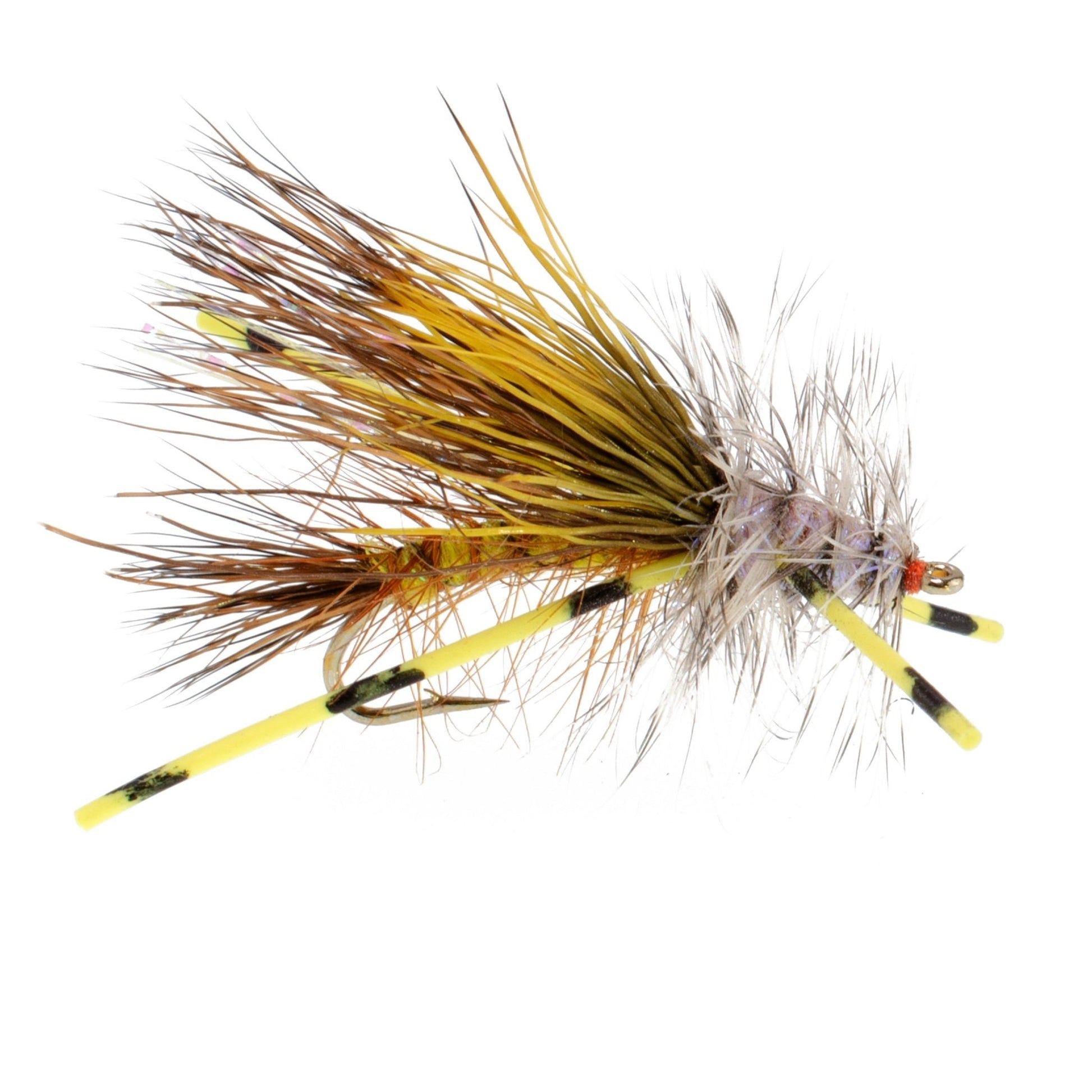 3 Pack Kaufmann's Yellow Crystal Stimulator Rubber Legs Dry Fly - Hook Size 8 - Hazy Fly Fishing