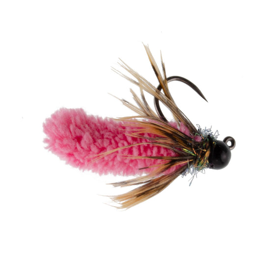 3 Pack Tungsten Bead Hot Pink Mop Fly Tactical Jig Czech Euro Nymph Barbless Fly - 3 Flies Size 14 - Hazy Fly Fishing