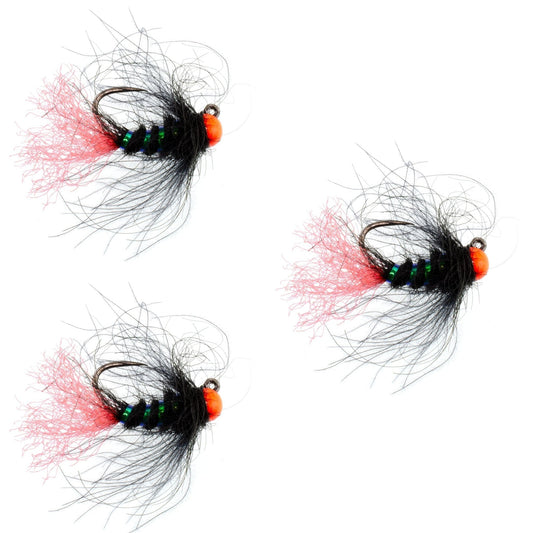 3 Pack Tungsten Hot Bead Jig Tactical Blow Torch Czech Nymph Euro Nymphing Fly - Hook Size 12 - Hazy Fly Fishing