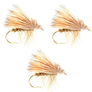 3 Pack Yellow Elk Hair Caddis Classic Trout Dry Flies Size 14 - Hazy Fly Fishing