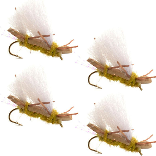 4 Pack Chubby Chernobyl Ant Golden Foam Body Grasshopper Fly - Hook Size 10 - Hazy Fly Fishing