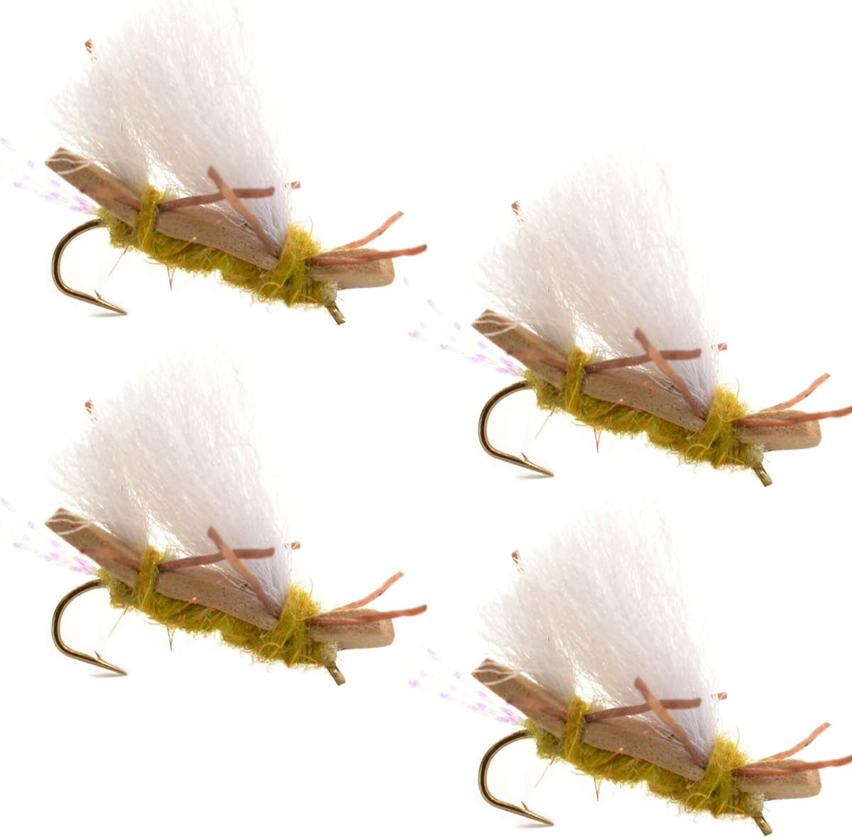 4 Pack Chubby Chernobyl Ant Golden Foam Body Grasshopper Fly - Hook Size 10 - Hazy Fly Fishing