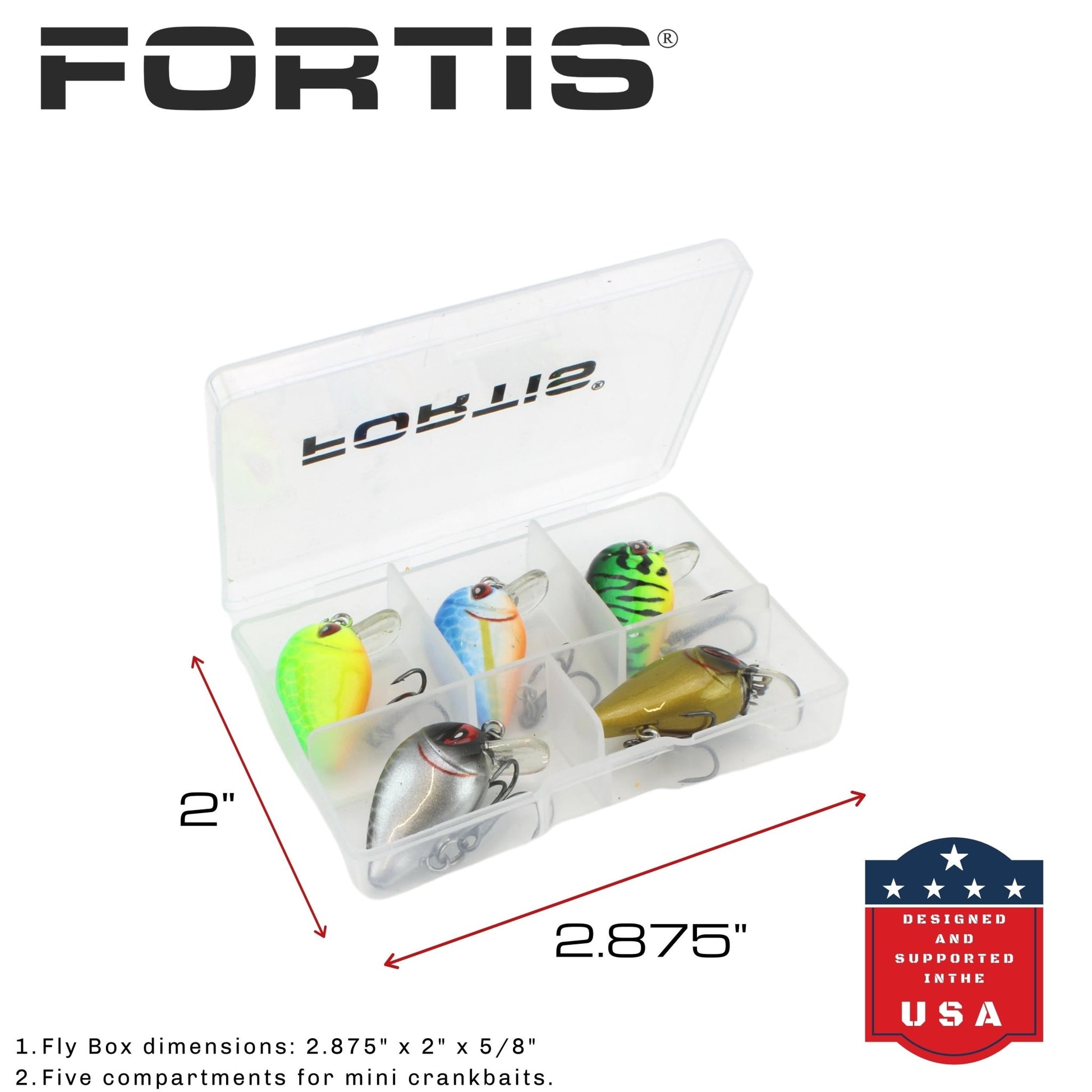 5pc Mini Crankbait Assortment, 1.25" Long | Floating | FORTIS - Hazy Fly Fishing
