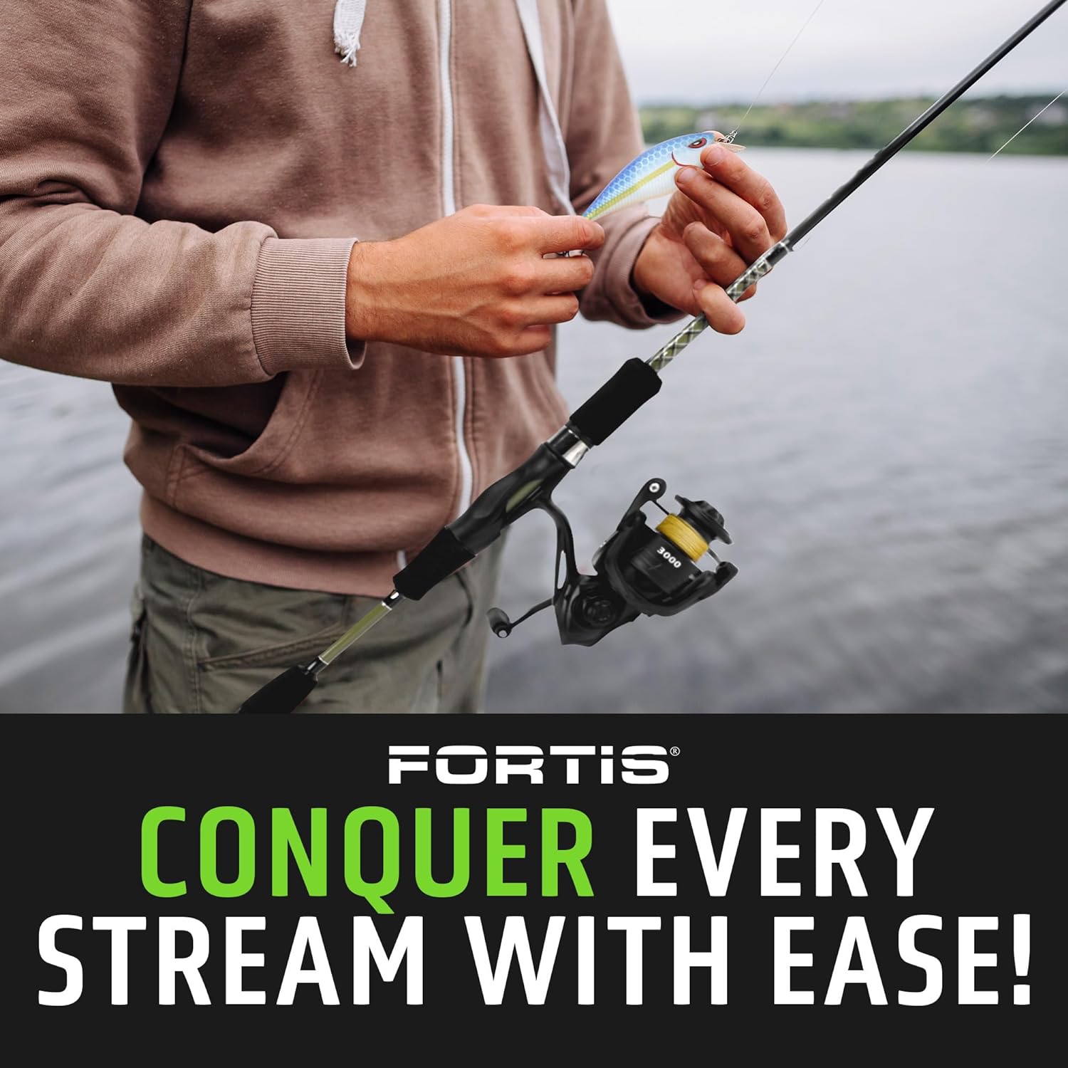 6' Medium Heavy Action Spinning Rod and Reel Package, 1 Piece Fiberglass/Graphite Spinning Rod |4000 Spinning Reel | FORTIS - Hazy Fly Fishing