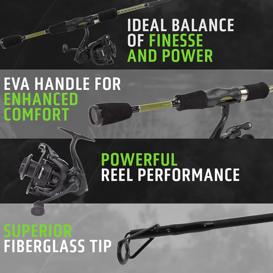 6' Medium Heavy Action Spinning Rod and Reel Package, 1 Piece Fiberglass/Graphite Spinning Rod |4000 Spinning Reel | FORTIS - Hazy Fly Fishing