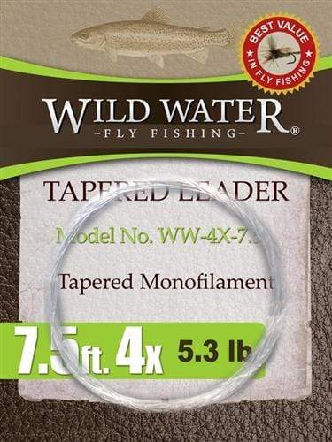 7 1/2' Tapered Nylon Monofilament Leader 4X, 6 Pack | Wild Water Fly Fishing - Hazy Fly Fishing