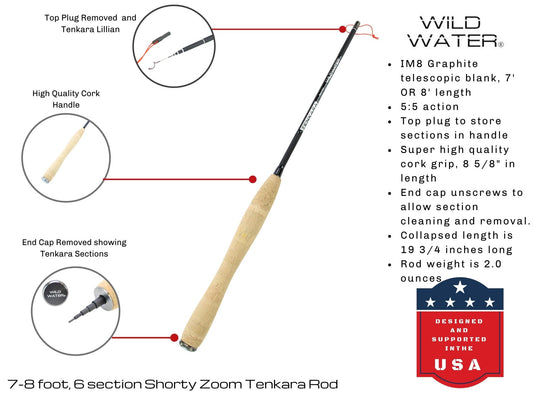 7' - 8' Shorty Zoom Tenkara Rod | Wild Water Fly Fishing - Hazy Fly Fishing