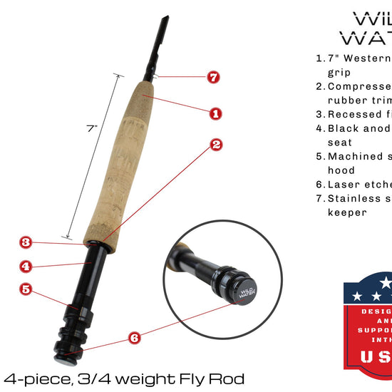 9 ft, 3/4 weight, 4 Piece Fly Rod | Wild Water Fly Fishing - Hazy Fly Fishing