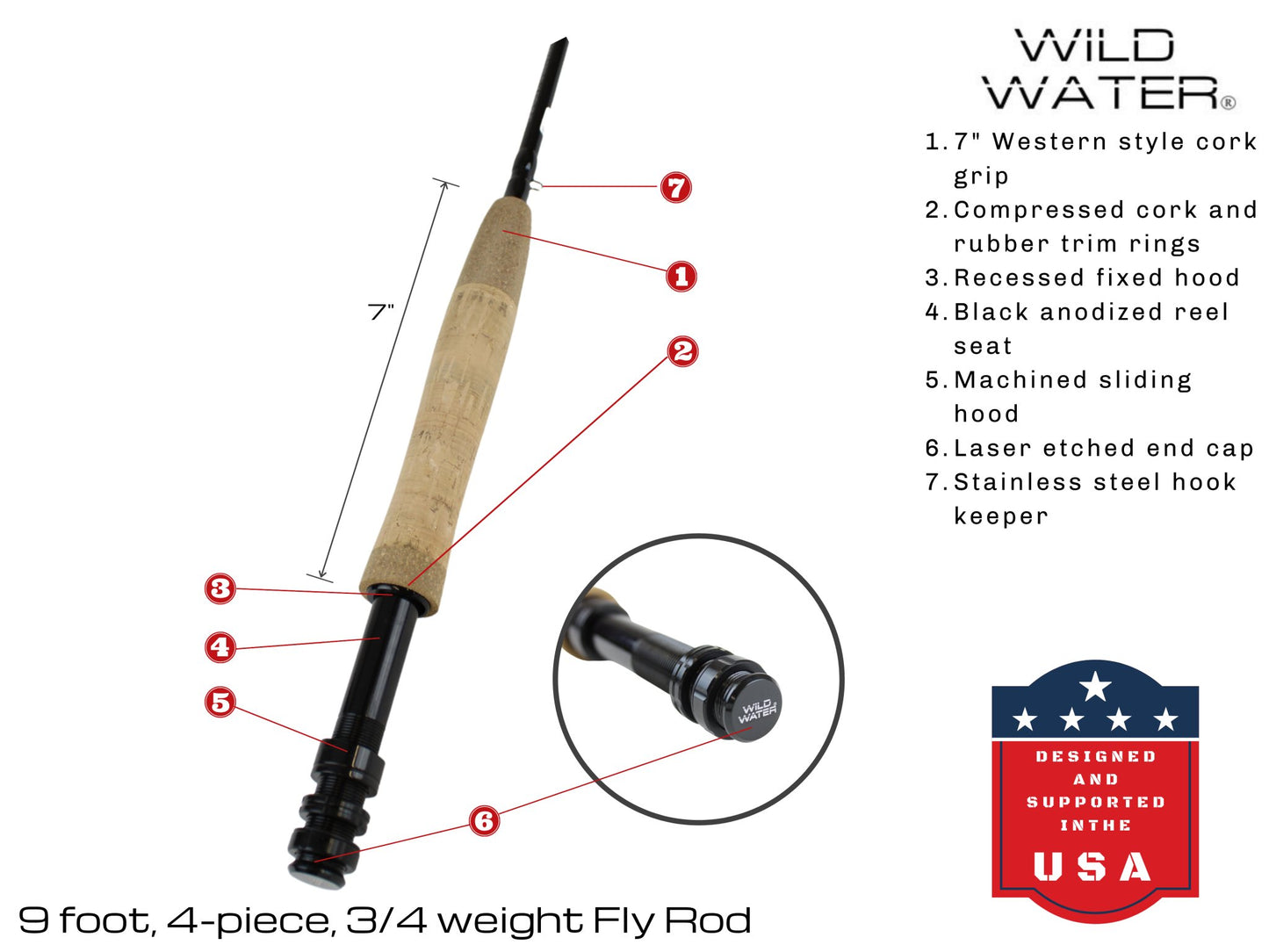 9 ft, 3/4 weight, 4 Piece Fly Rod | Wild Water Fly Fishing - Hazy Fly Fishing