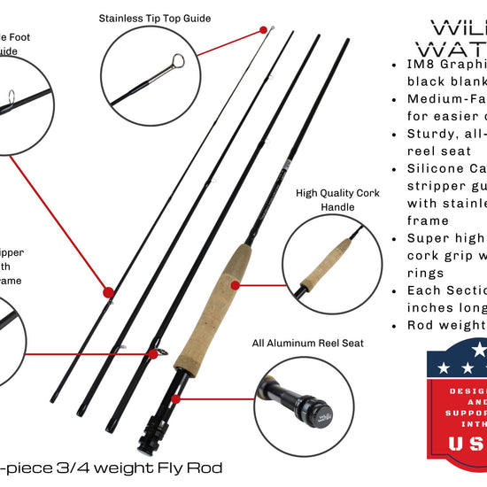9 ft, 3/4 weight, 4 Piece Fly Rod | Wild Water Fly Fishing - Hazy Fly Fishing