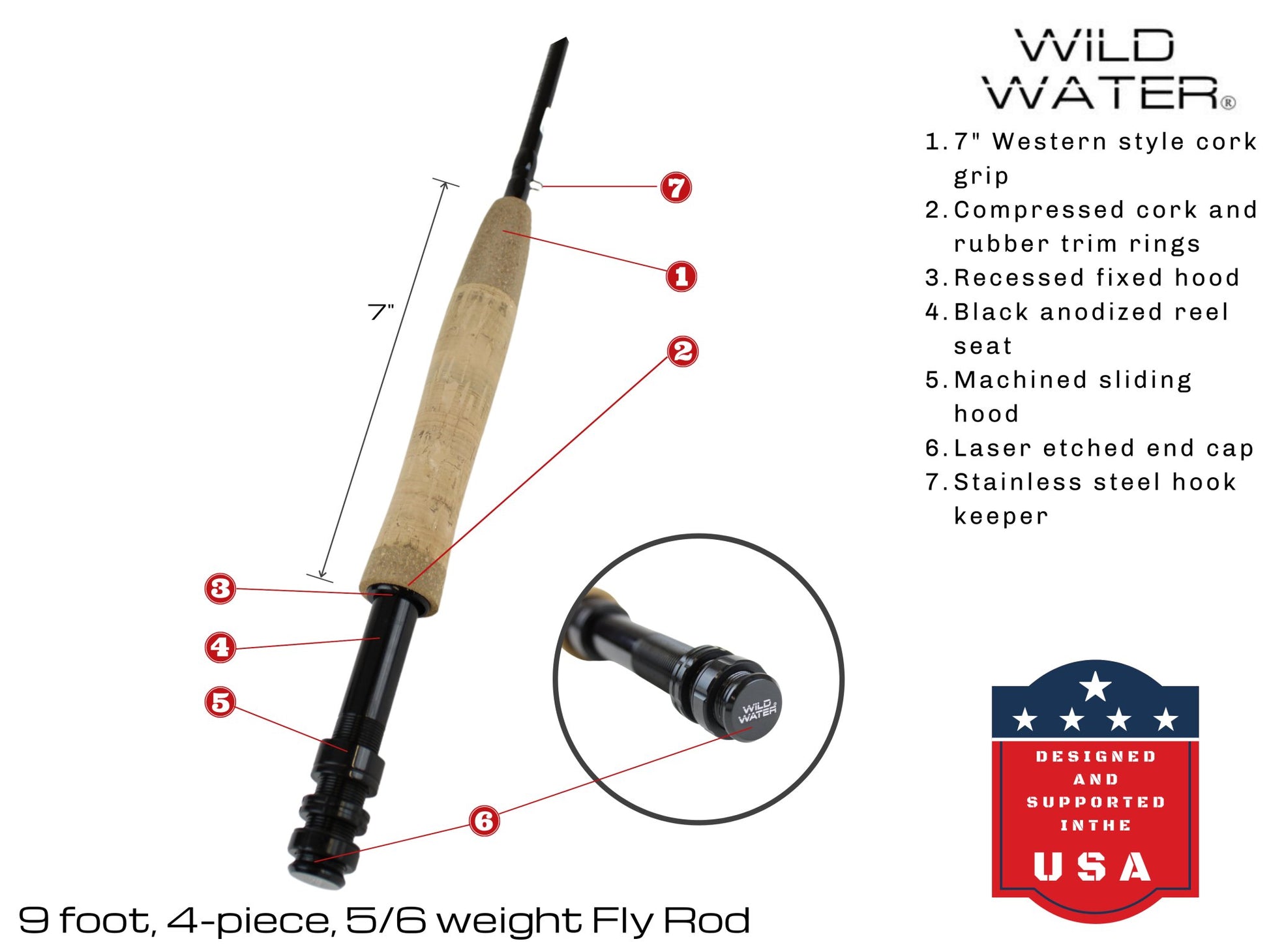 9 ft, 5/6 weight, 4 - piece Fly Rod | Wild Water Fly Fishing - Hazy Fly Fishing