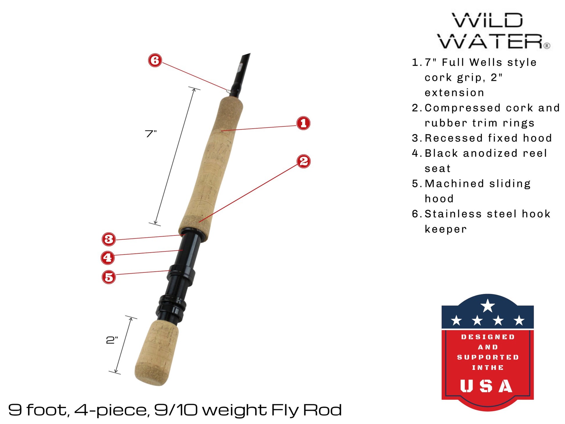 9 ft, 9/10 weight, 4 Piece Fly Rod | Wild Water Fly Fishing - Hazy Fly Fishing