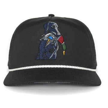 Black Lab Duck Dog 5-Panel Trucker Black