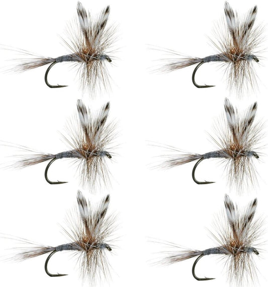 Barbless Adams Classic Dry Fly - Set of 6 - Hook Size 14 - Hazy Fly Fishing