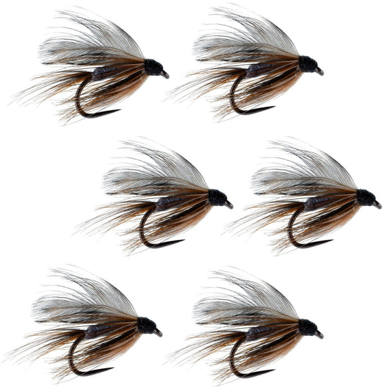 Barbless Adams Classic Wet Fly Fly Fishing Flies - 6 Flies Hook Size 14 - Hazy Fly Fishing