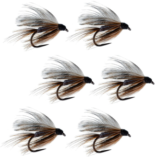 Barbless Adams Classic Wet Fly Fly Fishing Flies - 6 Flies Hook Size 14 - Hazy Fly Fishing
