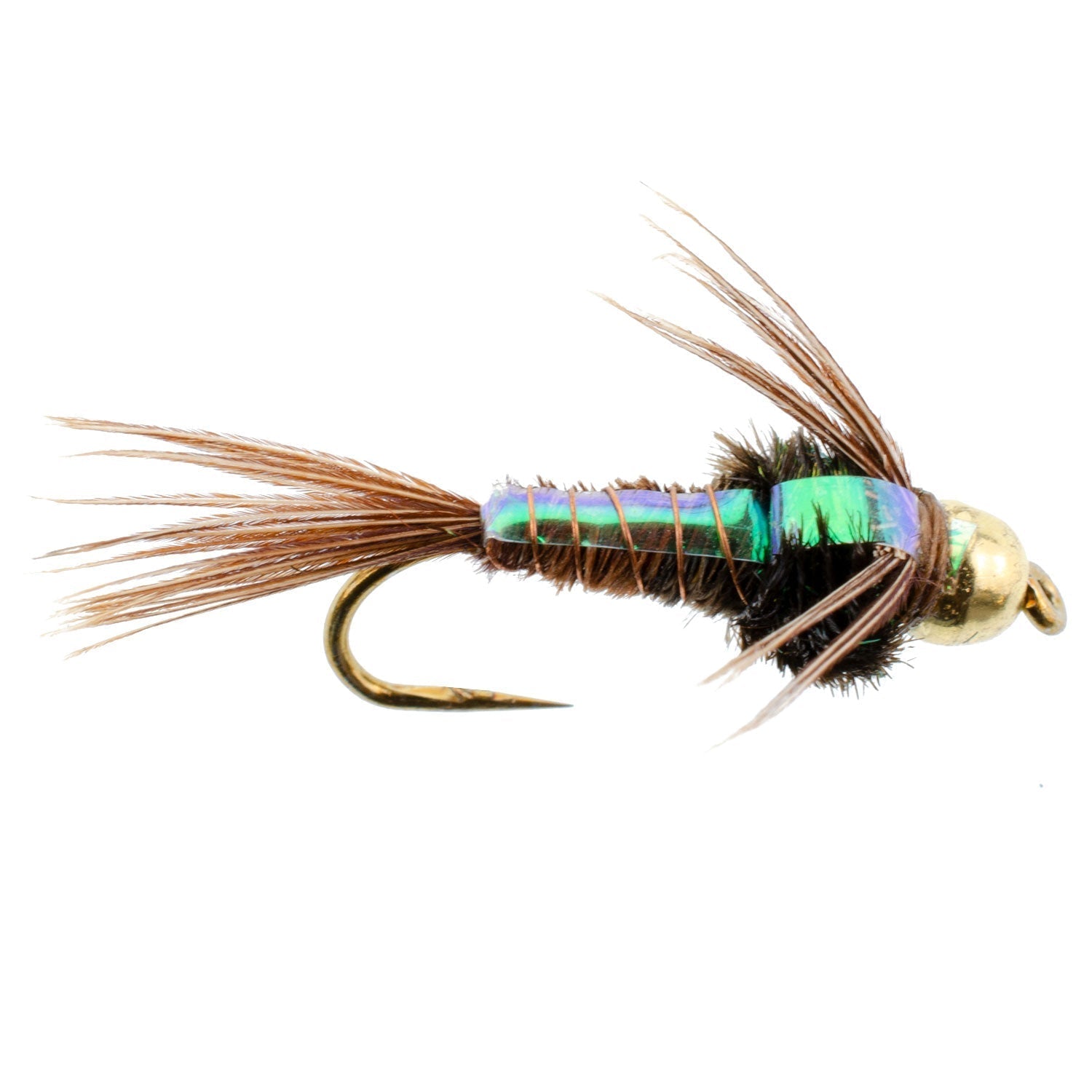 Barbless Bead Head Flashback Pheasant Tail Nymph Fly 6 Flies Hook Size 12 - Hazy Fly Fishing