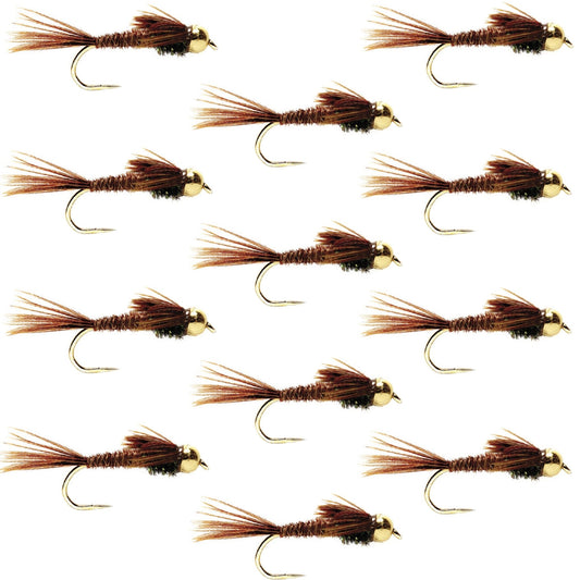 Barbless Bead Head Pheasant Tail Nymph Fly 1 Dozen Flies Hook Size 18 - Hazy Fly Fishing