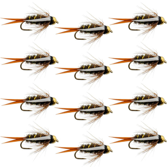 Barbless Bead Head Prince Nymph Fly Fishing Flies - 1 Dozen Flies Hook Size 10 - Hazy Fly Fishing