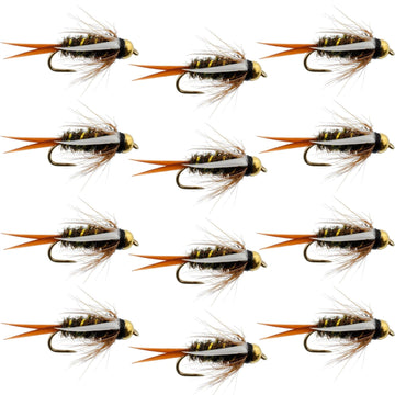 Barbless Bead Head Prince Nymph Fly Fishing Flies - 1 Dozen Flies Hook Size 10 - Hazy Fly Fishing