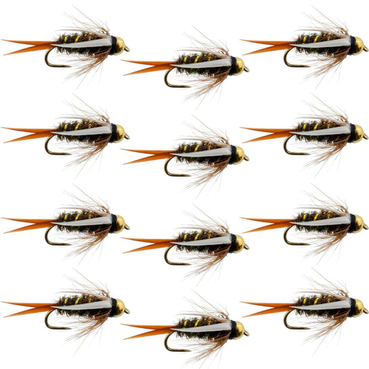 Barbless Bead Head Prince Nymph Fly Fishing Flies - 1 Dozen Flies Hook Size 14 - Hazy Fly Fishing