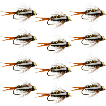 Barbless Bead Head Prince Nymph Fly Fishing Flies - 1 Dozen Flies Hook Size 14 - Hazy Fly Fishing
