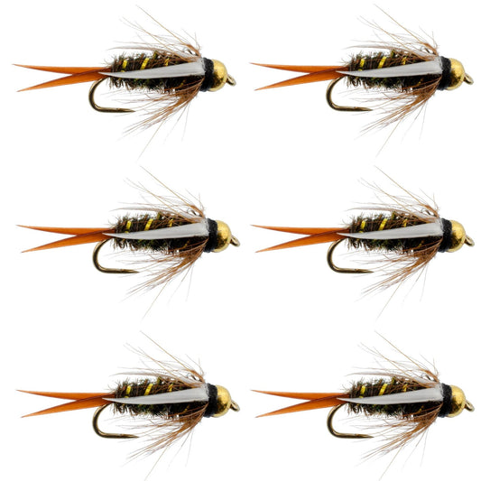 Barbless Bead Head Prince Nymph Fly Fishing Flies - Set of 6 Flies Hook Size 10 - Hazy Fly Fishing