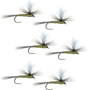 Barbless Parachute Blue Winged Olive BWO Classic Trout Dry Fly Fishing Flies - Set of 6 Flies Size 20 - Hazy Fly Fishing