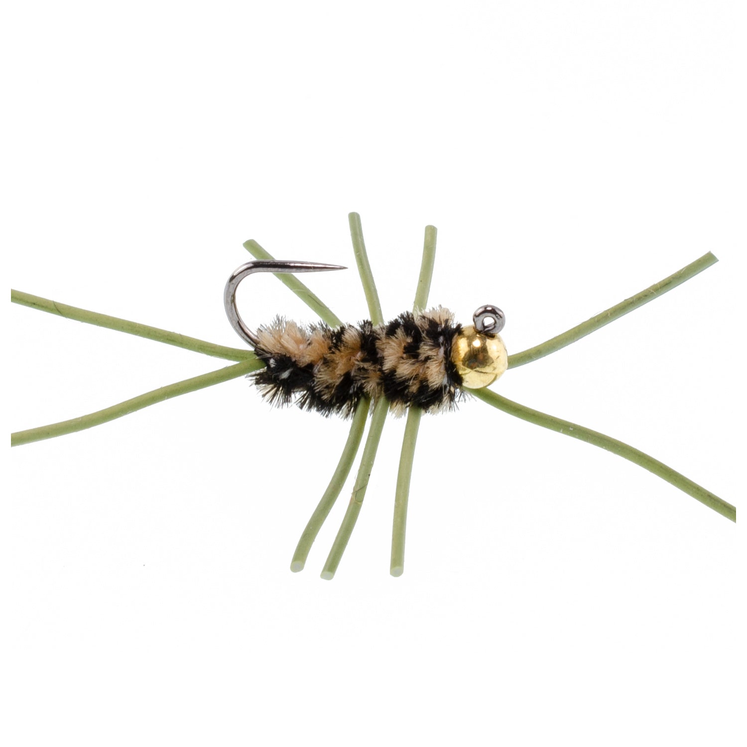 Barbless Pat's Rubber Legs Tungsten Bead Jigged Coffee/Black Euro Nymph - Set of 6 Flies Hook Size 10 - Hazy Fly Fishing