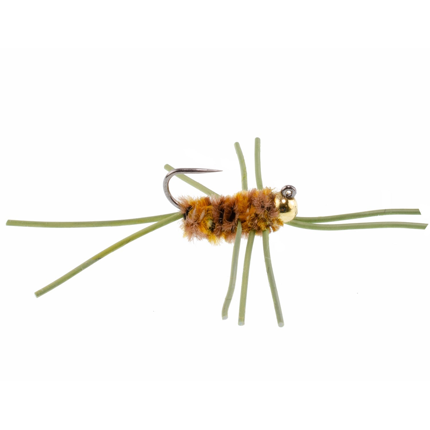 Barbless Pat's Rubber Legs Tungsten Bead Jigged Coffee/Tan Euro Nymph - Set of 6 Flies Hook Size 10 - Hazy Fly Fishing