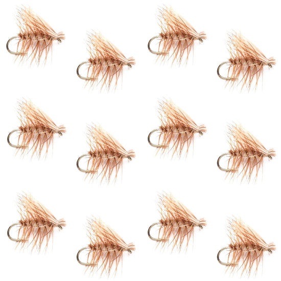 Barbless Tan Elk Hair Caddis Classic Trout Dry Flies 1 Dozen Flies Size 18 - Hazy Fly Fishing
