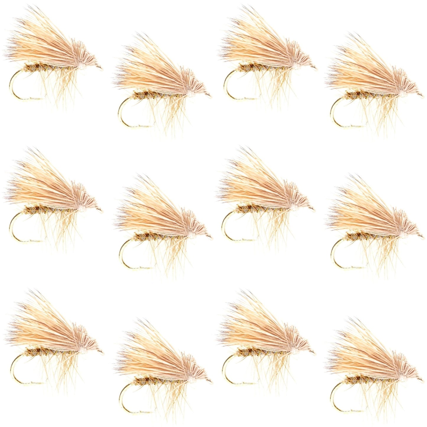 Barbless Yellow Elk Hair Caddis Classic Trout Dry Flies 1 Dozen Flies Size 14 - Hazy Fly Fishing
