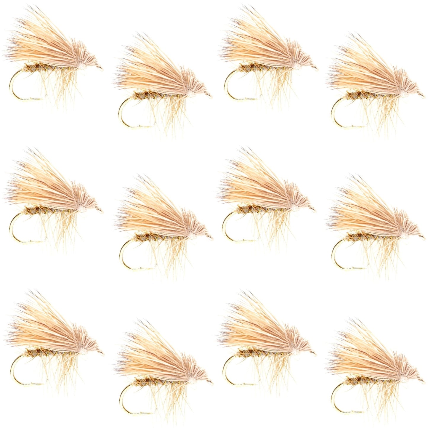 Barbless Yellow Elk Hair Caddis Classic Trout Dry Flies 1 Dozen Flies Size 18 - Hazy Fly Fishing