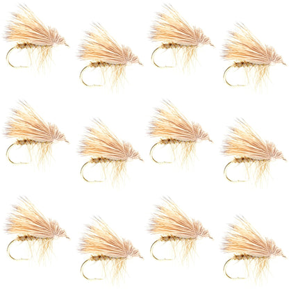 Barbless Yellow Elk Hair Caddis Classic Trout Dry Flies 1 Dozen Flies Size 18 - Hazy Fly Fishing