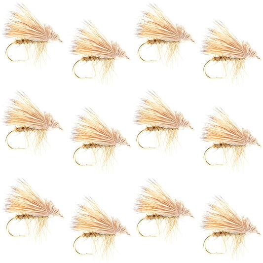 Barbless Yellow Elk Hair Caddis Classic Trout Dry Flies 1 Dozen Flies Size 18 - Hazy Fly Fishing
