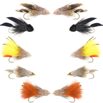 Basics Collection - Muddler Minnow Streamer Assortment - 10 Wet Flies - 5 Patterns - Hook Sizes 4 and 6 - Hazy Fly Fishing