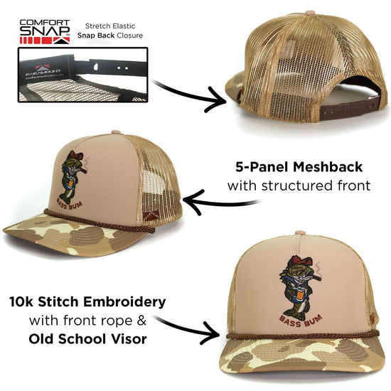 Bass Bum 5-Panel Bass Fishing Hat - Hazy Fly Fishing