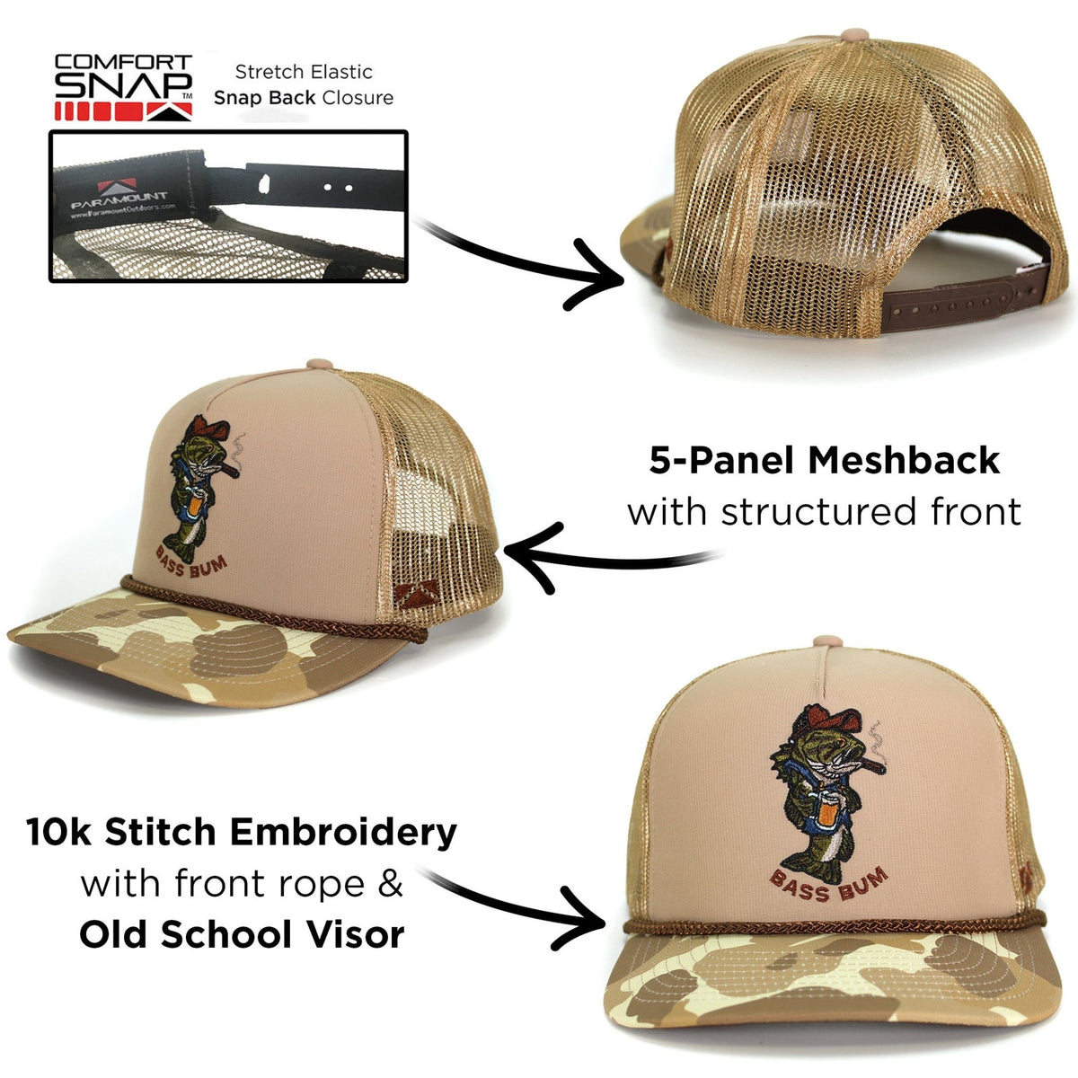 Bass Bum 5-Panel Bass Fishing Hat - Hazy Fly Fishing