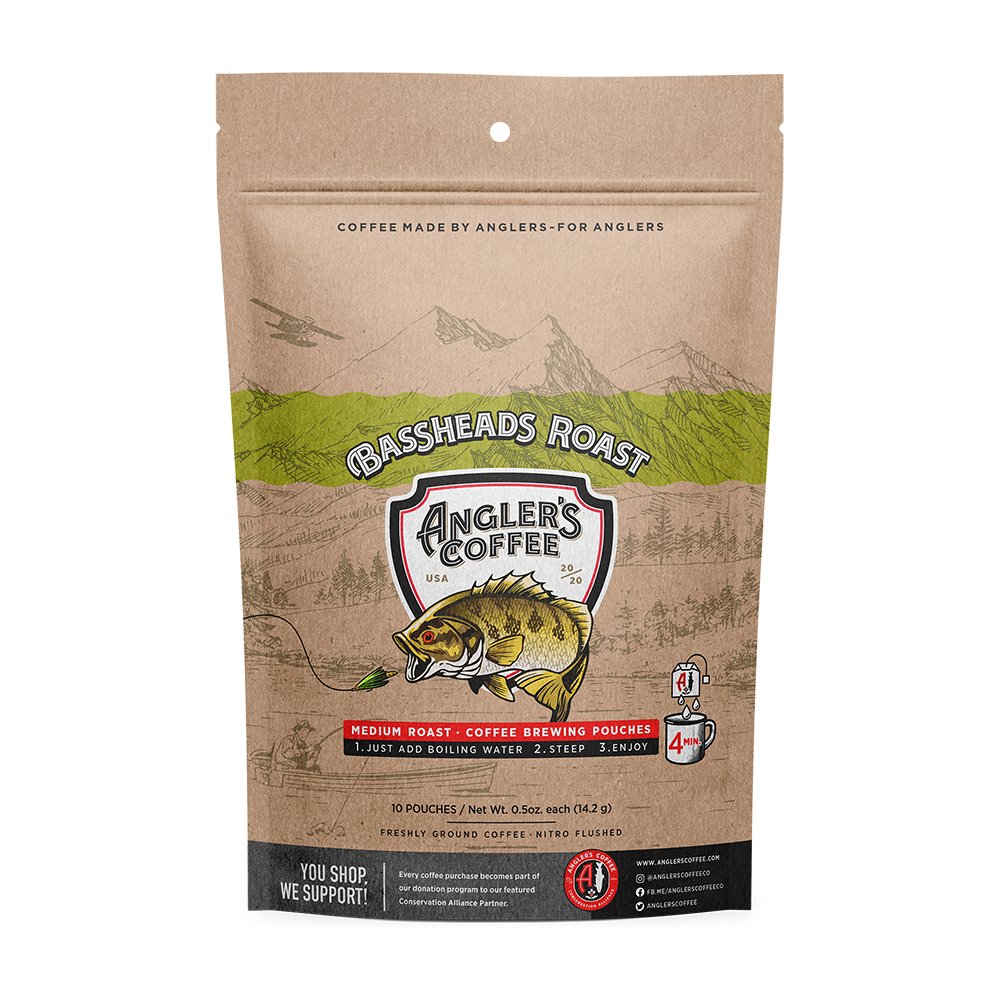 Bassheads Single Serve Medium Roast - Fresh Brew Coffee Pouch - Hazy Fly Fishing