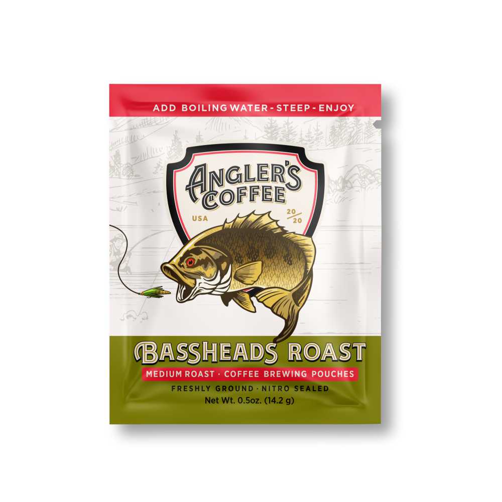 Bassheads Single Serve Medium Roast - Fresh Brew Coffee Pouch - Hazy Fly Fishing