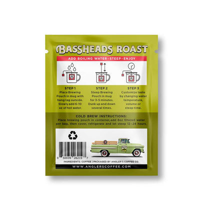 Bassheads Single Serve Medium Roast - Fresh Brew Coffee Pouch - Hazy Fly Fishing