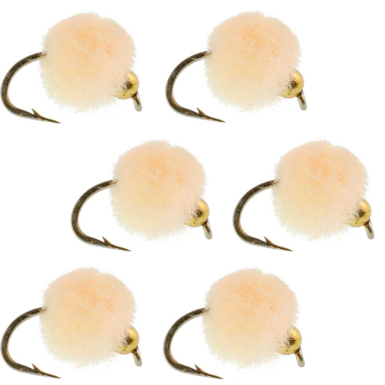 Bead Head Oregon Cheese Egg Fly Fishing Flies - 6 Flies Hook Size 16 - Hazy Fly Fishing