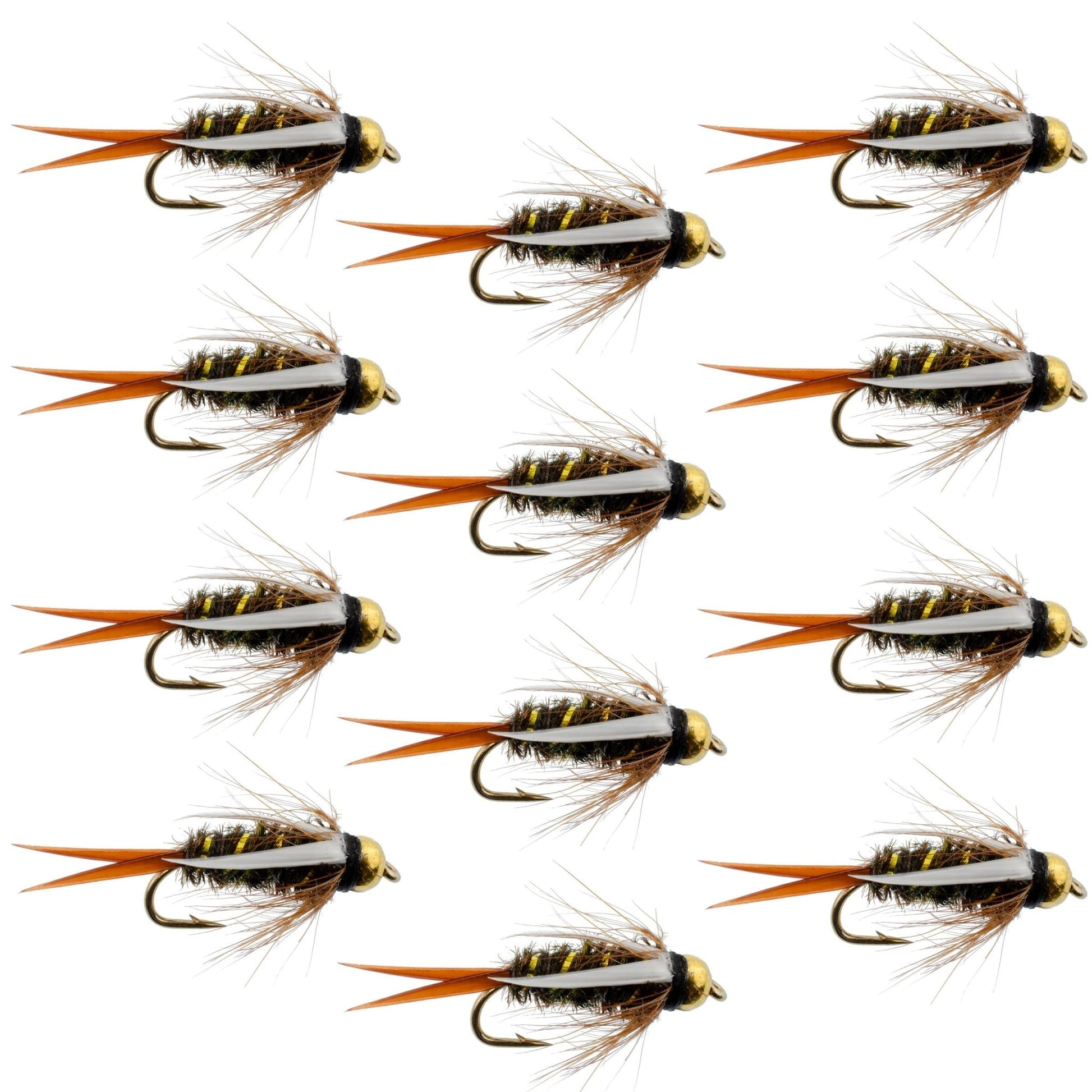 Bead Head Prince Nymph Fly Fishing Flies - 1 Dozen Flies Hook Size 12 - Hazy Fly Fishing