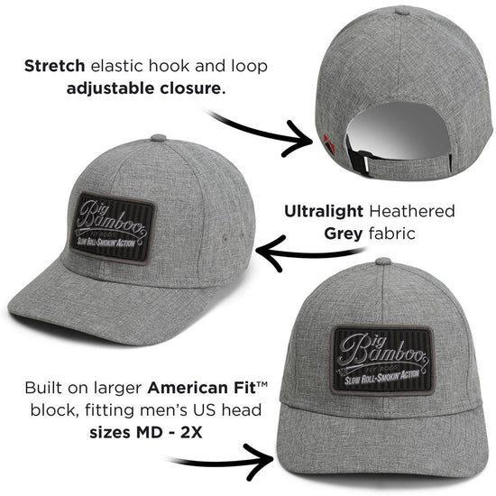 Big Bamboo Fly Rod Heathered 6 - Panel Fly Fishing Patch Cap - Hazy Fly Fishing